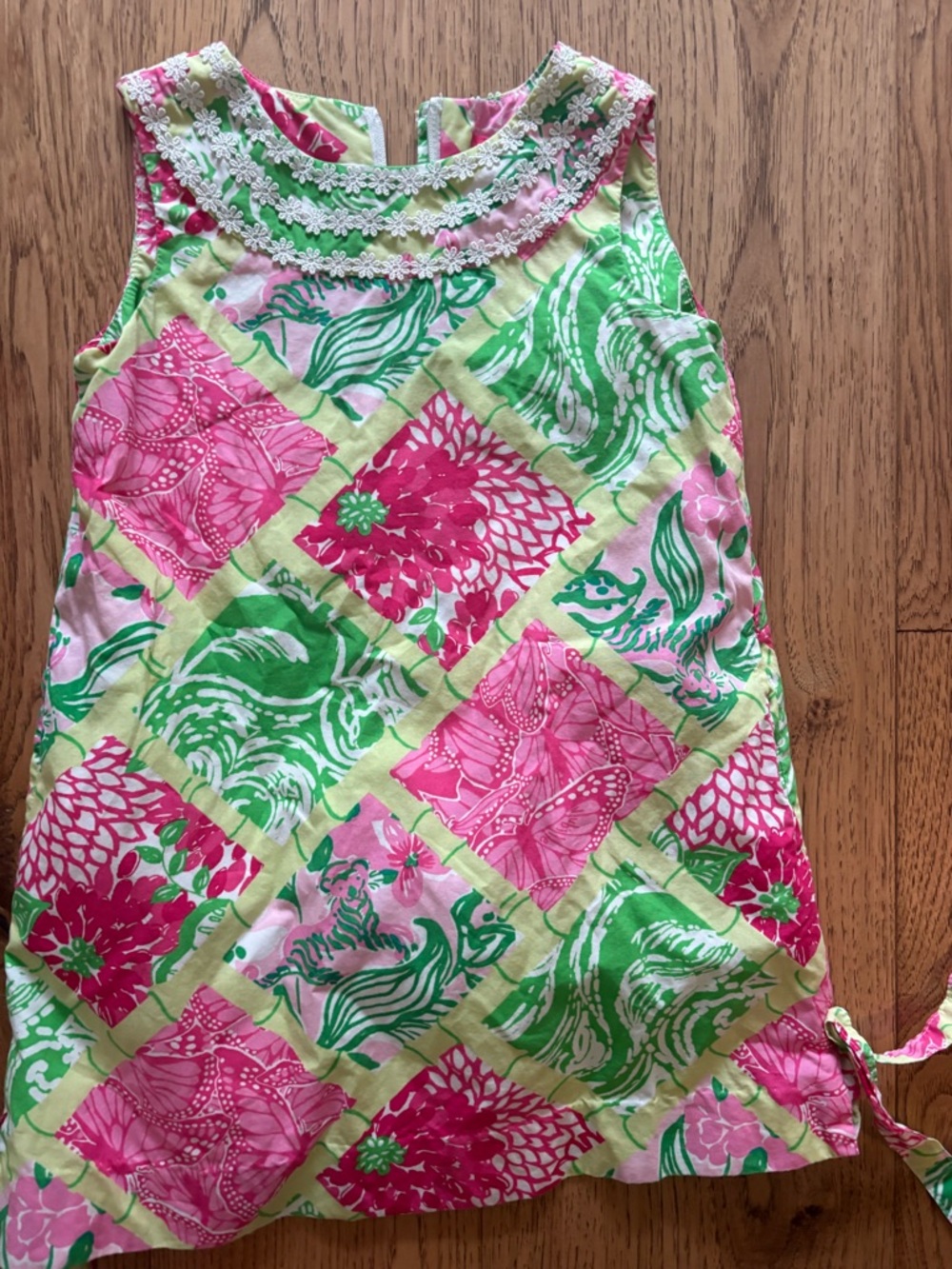 Lily Pulitzer- Bright Pink & Green Patchwork Sleeveless Dress